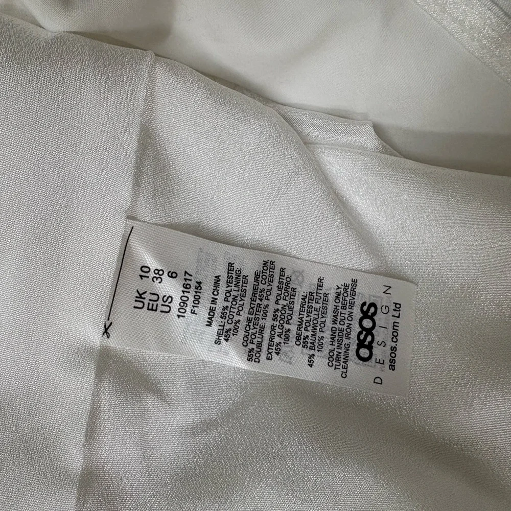 ASOS White Button-Down Ruched Dress
